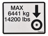 1703472 Decal, Max Tire Load | JLG